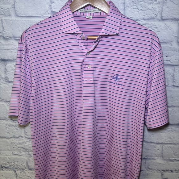 Holderness & Bourne Mens Tailored Fit Striped Golf Polo Shirt Pink Blue Size L - Picture 6 of 12